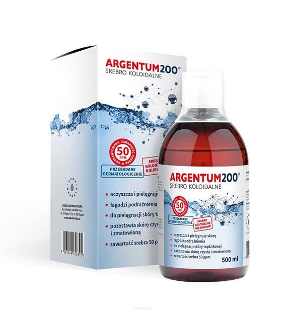 Argentum200 TONIK (50 ppm) Srebro Koloidalne (500ml) Aura Herbals