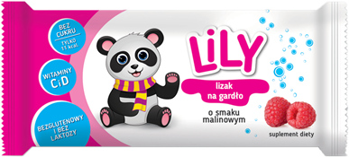 Lily lizak o smaku malinowym na gardło - 7Pharma