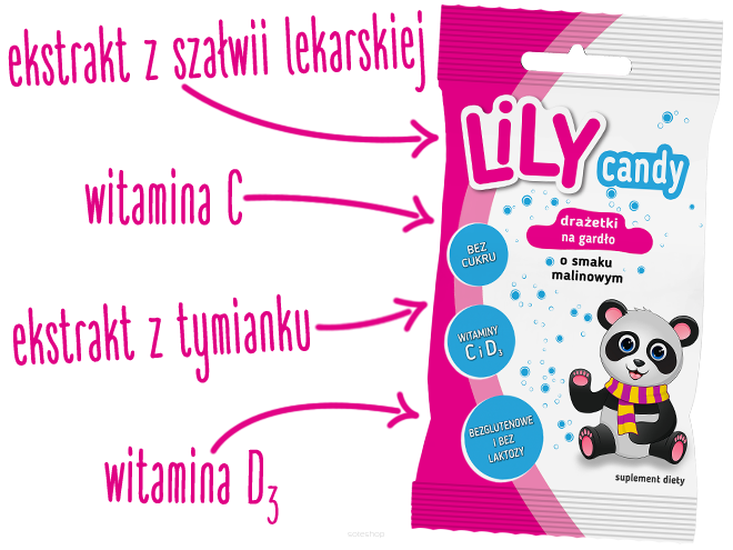 Lily drażetki o smaku malinowym na gardło 40 g - 7Pharma