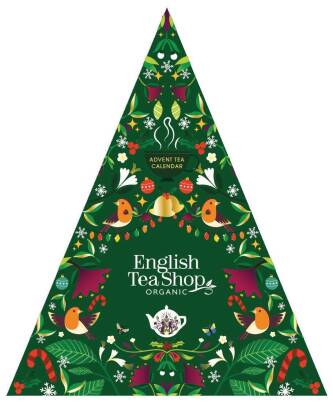 KALENDARZ ADWENTOWY (HERBATY I HERBATKI) BIO PIRAMIDKI (GREEN TRANGULAR – 13 SMAKÓW) (25 x 2 g) 50 g (PRODUKT SEZONOWY) - ENGLISH TEA SHOP ORGANIC