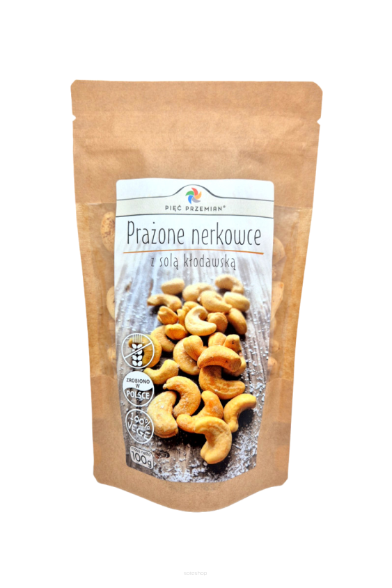 Prażone nerkowce z solą kłodawską 100 g - Pięć Przemian