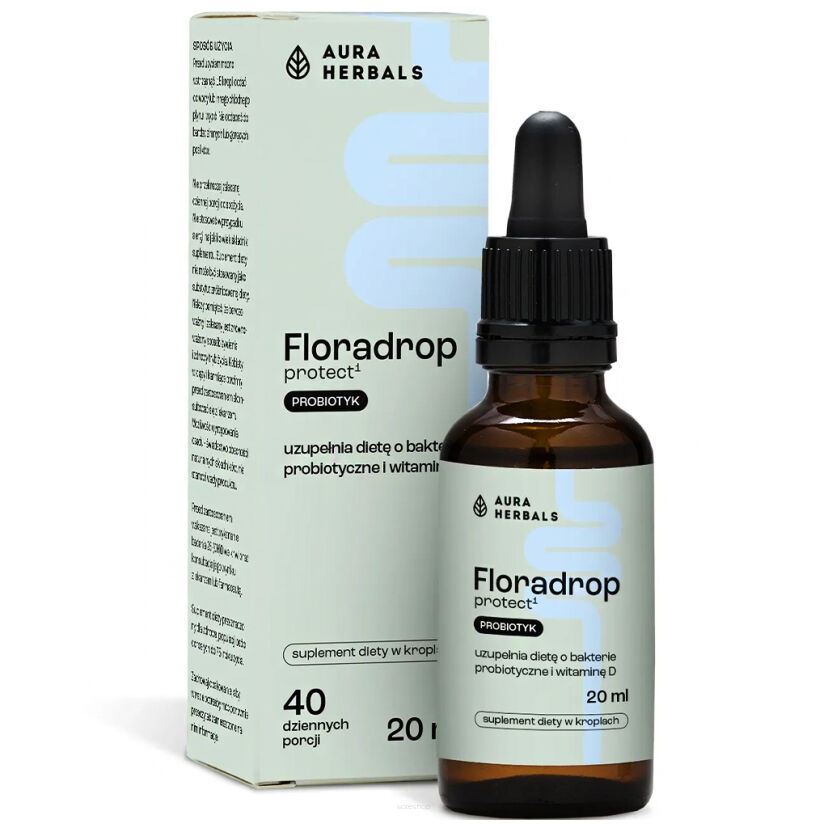 Floradrop protect1 Lactobacillus Rhamnosus GG + witamina D probiotyk, krople 20 ml - Aura Herbals
