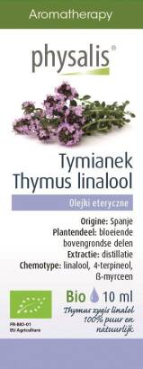 OLEJEK ETERYCZNY TYMIANEK THYMUS ZYGIS LINALOL (TIJM LINALOOL) BIO 10 ml - PHYSALIS