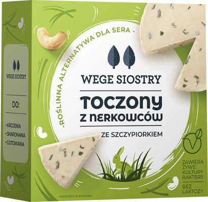 WEGAŃSKA ALTERNATYWA SERA Z ORZECHÓW NERKOWCA ZE SZCZYPIORKIEM BEZGLUTENOWA 140 g - WEGE SIOSTRY