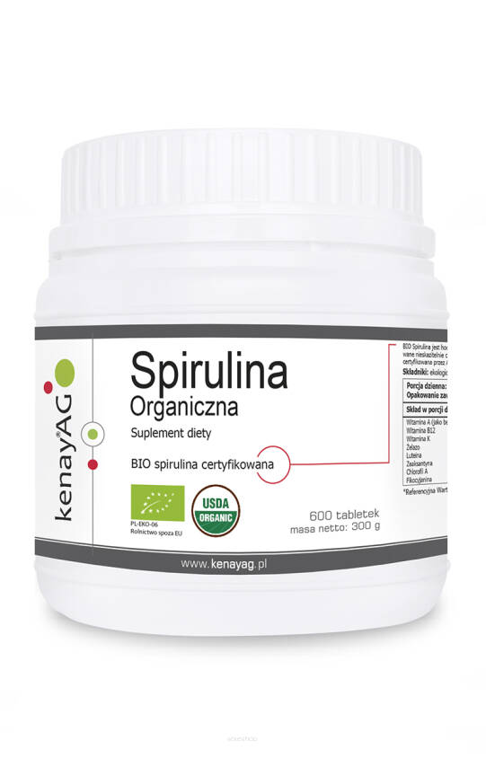 SPIRULINA ORGANICZNA 500 mg 600 tabl. - KenayAg