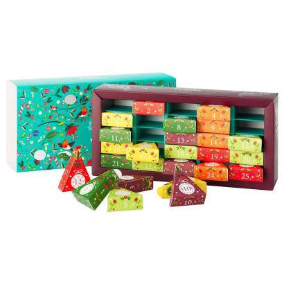 KALENDARZ ADWENTOWY CHEST (HERBATY I HERBATKI) BIO PIRAMIDKI (13 SMAKÓW) (25 x 2 g) 50 g - ENGLISH TEA SHOP ORGANIC (PRODUKT SEZONOWY)