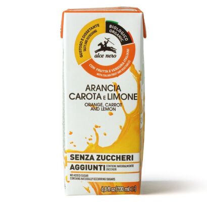 NAPÓJ JABŁKO - POMARAŃCZA - MARCHEW - CYTRYNA BEZ DODATKU CUKRÓW BIO 200 ml - ALCE NERO