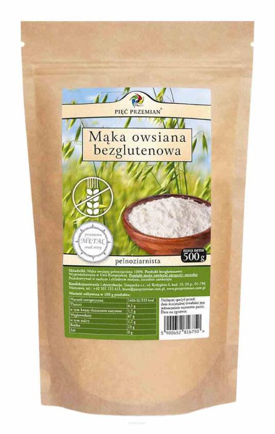 Mąka owsiana bezglutenowa 500 g - Pięć Przemian