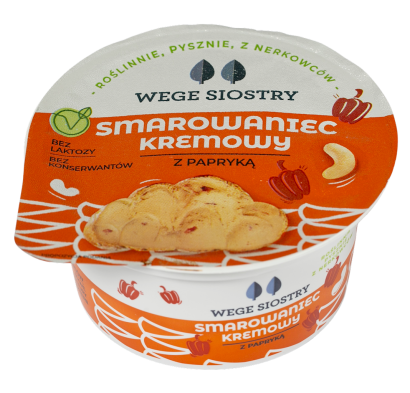 WEGAŃSKA ALTERNATYWA SERKA TWAROGOWEGO Z ORZECHÓW NERKOWCA Z PAPRYKĄ BEZGLUTENOWA 130 g - WEGE SIOSTRY