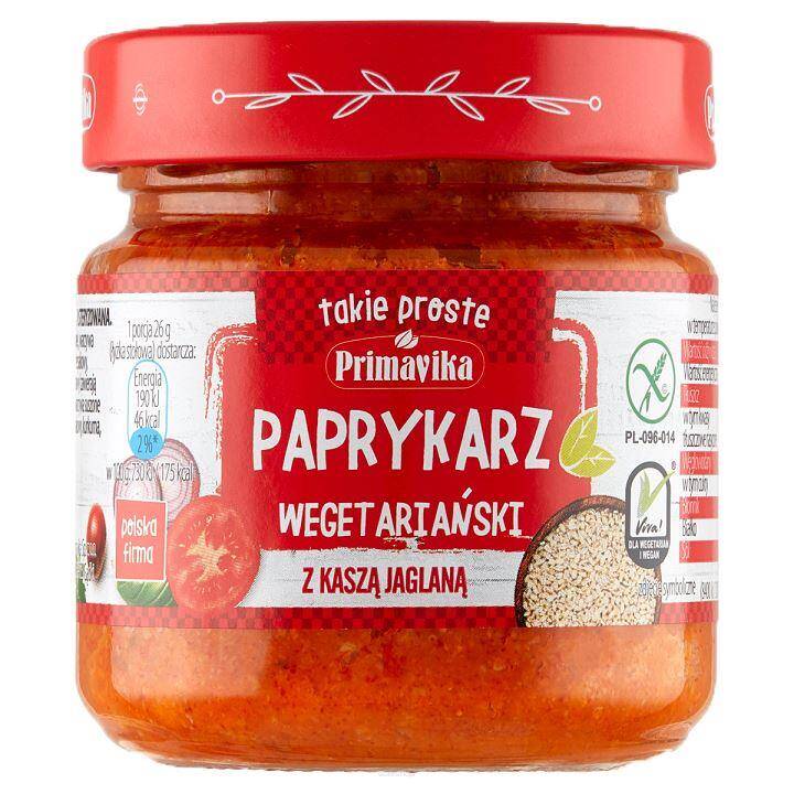 PAPRYKARZ WEGETARIAŃSKI Z KASZĄ JAGLANĄ BEZGLUTENOWY 160 g - PRIMAVIKA