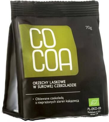 ORZECHY LASKOWE W SUROWEJ CZEKOLADZIE BIO 70 g - COCOA