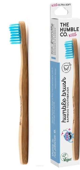 Szczoteczka do zębów dla dzieci, bambusowa ultra soft niebieska 14.5cm