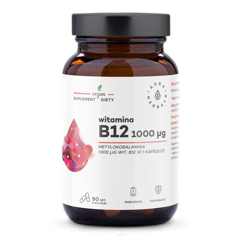 Witamina B12 1000 µg, metylokobalamina, kapsułki 90 szt. - Aura Herbals