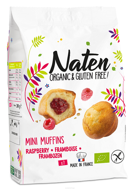 MINI MUFFINKI Z NADZIENIEM MALINOWYM BEZGLUTENOWE BIO 200 g - NATEN