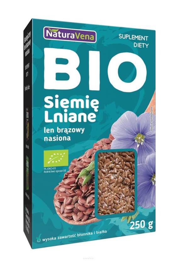 LEN BRĄZOWY BIO 250 g - NATURAVENA