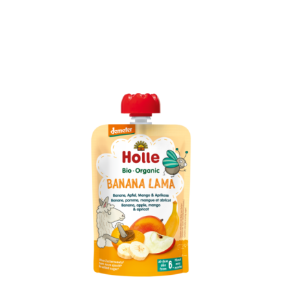 Mus BANANOWA LAMA banan, jabłko, mango i morela 6-mc 100g Holle