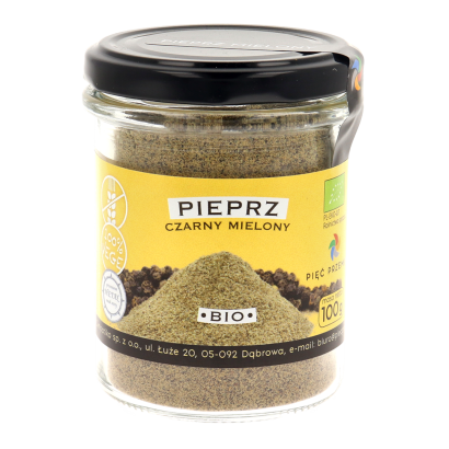 Pieprz czarny mielony bezglutenowy BIO 100 g - Pięć Przemian