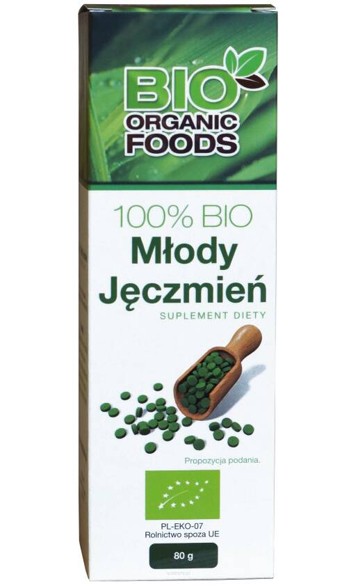 Młody jęczmień  w tabletkach suplement diety 80 g - Bio Organic Foods