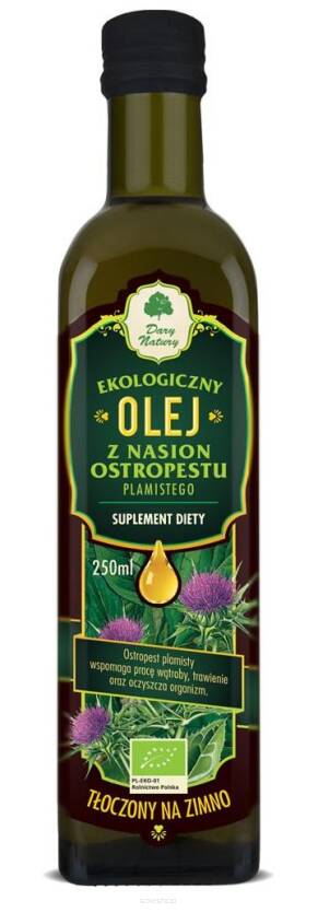 OLEJ Z OSTROPESTU PLAMISTEGO VIRGIN BIO 250 ml - DARY NATURY