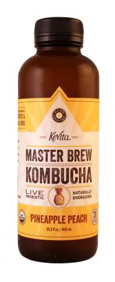 Naturalna niepasteryzowana Kombucha o smaku ananasowo-brzoskwiniowym BIO 450ml - KEVITA