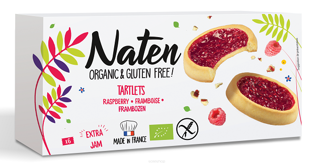 CIASTKA TARTALETKI Z DŻEMEM MALINOWYM BEZGLUTENOWE BIO 130 g - NATEN