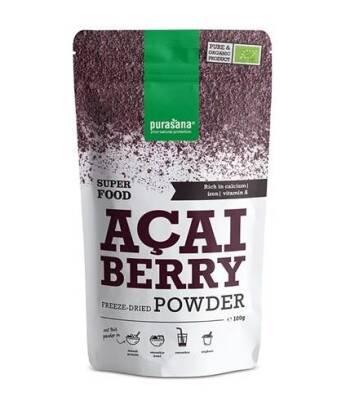 JAGODY ACAI LIOFILIZOWANE SPROSZKOWANE BEZGLUTENOWE BIO 100 g - PURASANA