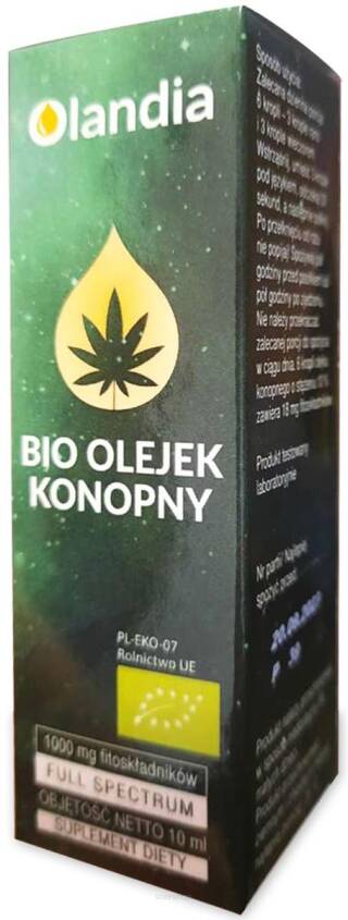 OLEJEK KONOPNY 10 % (1000 mg FITOSKŁADNIKÓW) BIO 10 ml - OLANDIA