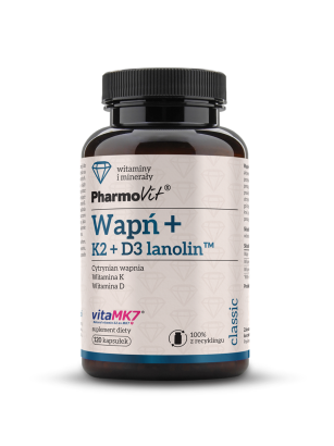 Wapń + K2 + D3 lanolin™ 120 kaps | Classic Pharmovit