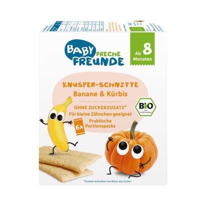 WAFLE WIELOZBOŻOWE Z BANANEM I DYNIĄ OD 8 MIESIĄCA BIO (6 x 14 g) 84 g - FRECHE FREUNDE