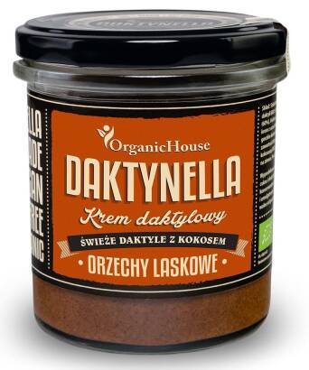 KREM KOKOSOWO - DAKTYLOWY ORZECHY LASKOWE BEZGLUTENOWY BIO 280 g - ORGANIC HOUSE (DAKTYNELLA)