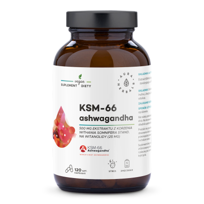 Ashwagandha KSM-66 Korzeń 500 mg kapsułki 120 szt. Aura Herbals