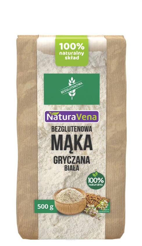 MĄKA GRYCZANA BIAŁA BEZGLUTENOWA 500 g - NATURAVENA