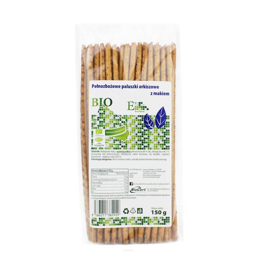 PALUSZKI ORKISZOWE PEŁNOZIARNISTE Z MAKIEM BIO 150 g - ENVOY