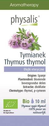 OLEJEK ETERYCZNY TYMIANEK THYMUS ZYGIS THYMOL (TIJM THYMOL) BIO 10 ml - PHYSALIS