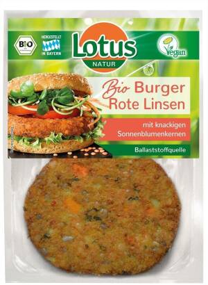 BURGERY WARZYWNE Z SOCZEWICĄ I ZE SŁONECZNIKIEM BIO 160 g - LOTUS