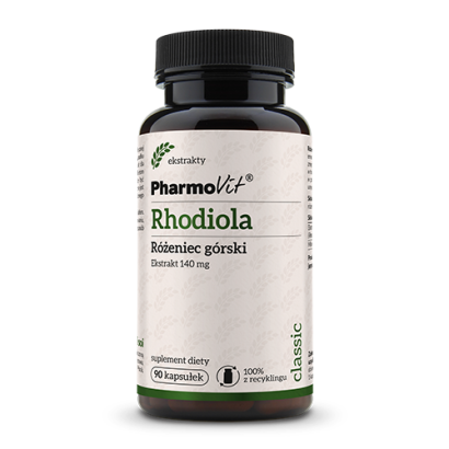 RHODIOLA (RÓŻENIEC GÓRSKI EKSTRAKT 140 mg) 90 KAPSUŁEK BEZGLUTENOWE 40,5 g - PHARMOVIT (CLASSIC)