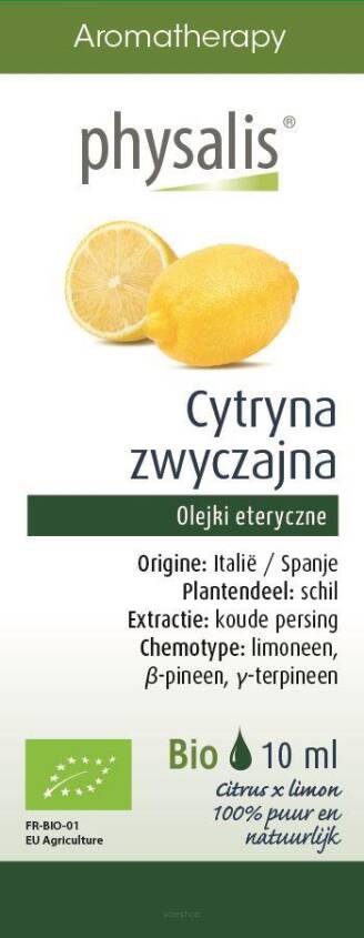 OLEJEK ETERYCZNY CYTRYNA ZWYCZAJNA (CITROEN) BIO 10 ml - PHYSALIS