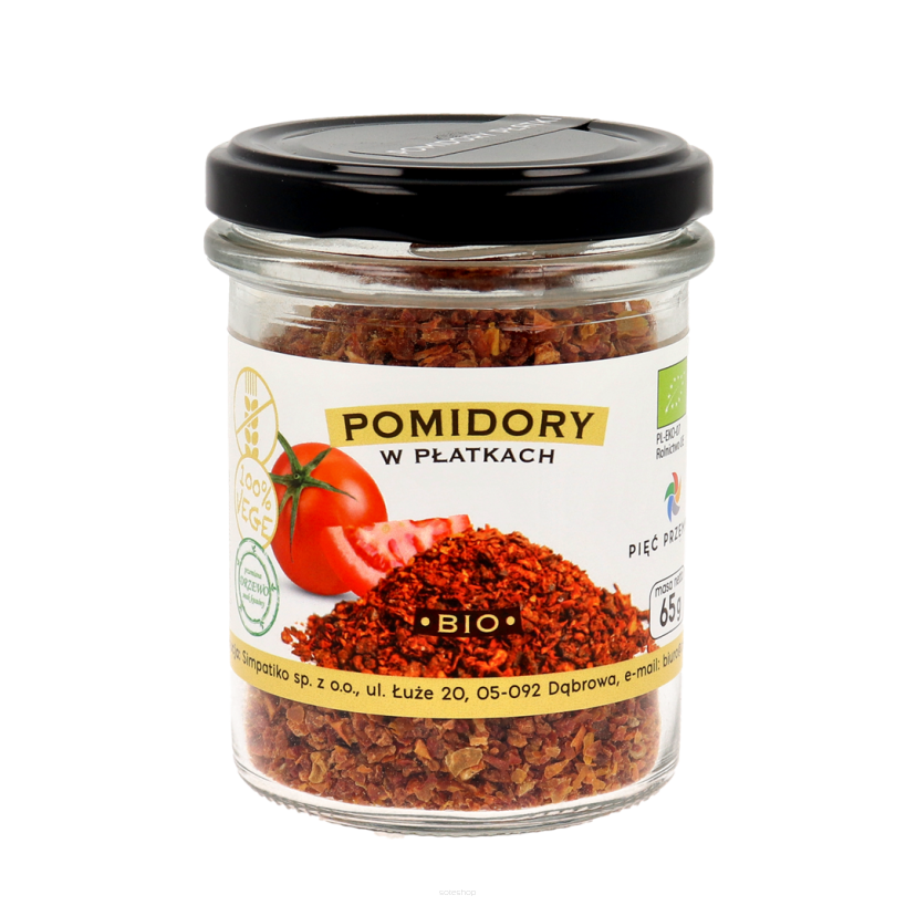 Pomidory w płatkach bezglutenowe BIO 60 g - Pięć Przemian