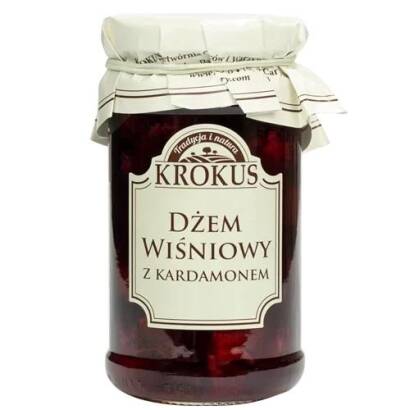 DŻEM WIŚNIOWY Z KARDAMONEM O OBNIŻONEJ ZAWARTOŚCI CUKRU BEZGLUTENOWY 235 g - KROKUS