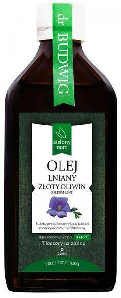 Olej lniany złoty oliwin 500 ml Zielony Nurt