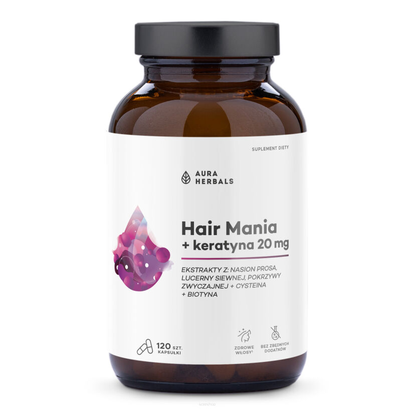 Hair Mania + keratyna 20 mg Naturalne wzmocnienie włosów
 kapsułki 120 szt.
