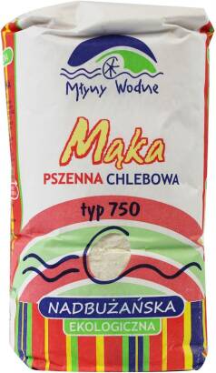 MĄKA PSZENNA CHLEBOWA NADBUŻAŃSKA TYP 750 BIO 1 kg - MŁYNY WODNE (EKO OAZA)