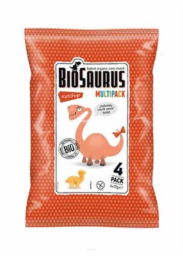 Chrupki kukurydziane Dinozaury o smaku ketchupowym BEZGL. BIO 4x15 g