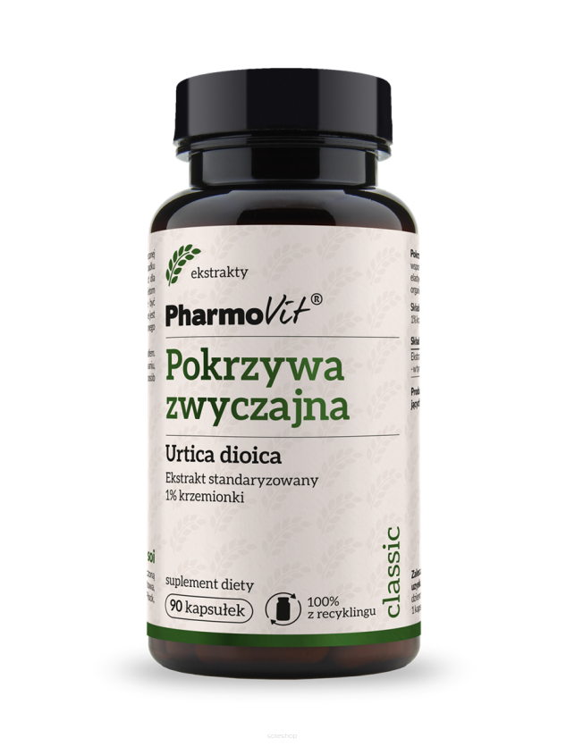 Pokrzywa zwyczajna Urtica dioica Ekstrakt standaryzowany 1% krzemionki 90 kaps | Classic Pharmovit