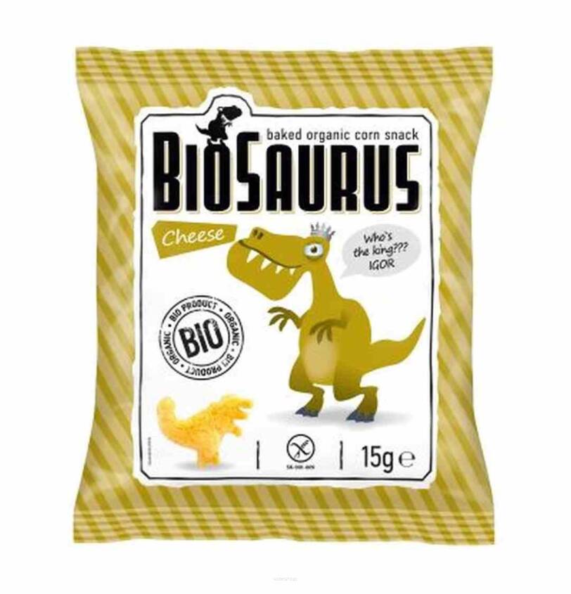 Chrupki kukurydziane Dinozaury o smaku serowym BEZGL. BIO 15 g BioSaurus