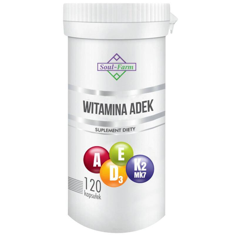 WITAMINA ADEK 120 KAPSUŁEK (800 mcg + 50 mcg + 12 mg + 75 mcg) - SOUL FARM
