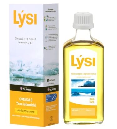 TRAN ISLANDZKI MSC OMEGA-3 (1080 mg) O SMAKU CYTRYNOWYM 240 ml - LYSI
