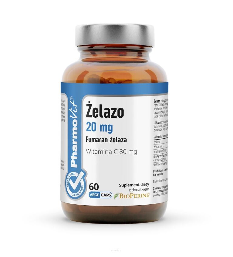 Żelazo 20 mg 60 kaps | Clean Label Pharmovit
