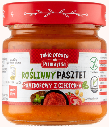 PASZTET POMIDOROWY Z CIECIORKĄ BEZGLUTENOWY 160 g - PRIMAVIKA