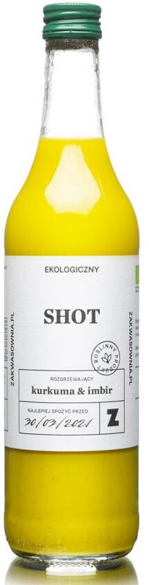 SHOT Z POMARAŃCZY Z KURKUMĄ I IMBIREM ROZGRZEWAJĄCY BIO 500 ml - ZAKWASOWNIA